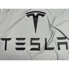 Teksin Tesla Model Y (2020-) Araba Brandası Logolu Kumaş Gri Penye Oto Branda