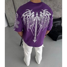 Amor Man Büyük Beden Özel Tasarım Dark Omurga Sırt Baskılı %100 Pamuk Oversize Battal Erkek T-Shırt