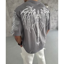 Amor Man Büyük Beden Özel Tasarım Dark Omurga Sırt Baskılı %100 Pamuk Oversize Erkek T-Shırt