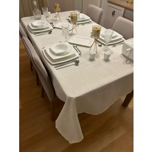 Zeren Home Meral Kurşun Collectionn Polyester Keten Dertsiz Masa Örtüsü Krem