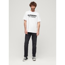 Superdry Bisiklet Yaka Baskılı Beyaz Erkek T-Shirt M6010805AT7X_LUXURY Sport Loose Tee