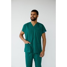 Dr. Mitra Erkek Likralı Yarasa Kol Hemşire Doktor Takım Ameliyathane Yeşili