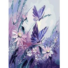 Womb Hobby Mor Kelebekler Sayılarla Boyama Seti  (Tuvale Gerili)