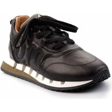 Bambi Siyah Hakiki Deri Kadın Sneaker K01480046303