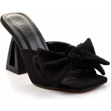 Bambi Mat Siyah Saten   Kadın Terlik K04997501638