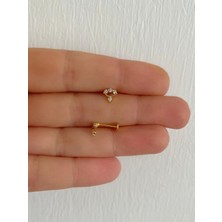 Ares Collection 1 Adet Zirkon Taşlı Arkası Düz Tragus Helix Lobe Conch Uyumlu Piercing Küpe