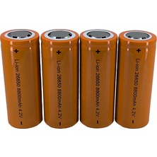 Hedyex 26650 Şarjlı Pil 8800 mah 4.2V Li-Ion Pil 4'lü