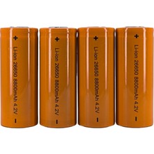 Hedyex 26650 Şarjlı Pil 8800 mah 4.2V Li-Ion Pil 4'lü