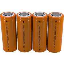 Hedyex 26650 Şarjlı Pil 8800 mah 4.2V Li-Ion Pil 4'lü