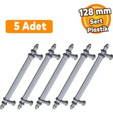 Badem10 Polavit Mobilya Çekmece Mutfak Dolap Dolabı Kulpu Kulbu 128 mm Gri Sert Plastik Kulpları (5 ADET)