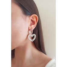 By Zeyna Aksesuar Kadın Özel Tasarım Suni Incili Kalp Model Küpe