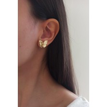 By Zeyna Aksesuar Kadın Özel Tasarım 2 cm Kelebek Model Küpe ZYNA005