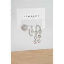 By Zeyna Aksesuar Kadın Vip Seri Anti Alerjenik 3'lü Küpe YSX005