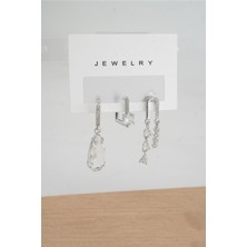 By Zeyna Aksesuar Kadın Vip Seri Anti Alerjenik 3'lü Küpe YSX006