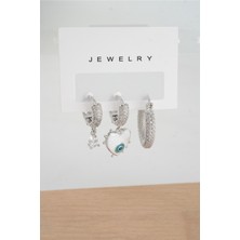 By Zeyna Aksesuar Kadın Vip Seri Anti Alerjenik 3'lü Küpe YSX0012