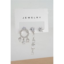 By Zeyna Aksesuar Kadın Vip Seri Anti Alerjenik 3'lü Küpe YSX0015