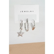 By Zeyna Aksesuar Kadın Vip Seri Anti Alerjenik 3'lü Küpe YSX0023