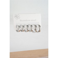 By Zeyna Aksesuar Kadın 316 L Çelik Vip Seri Anti Alerjenik 6'lı Küpe  STL002