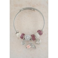 By Zeyna Aksesuar Kadın 316 L Çelik Karışık Figürlü Charm Bileklik   STP004