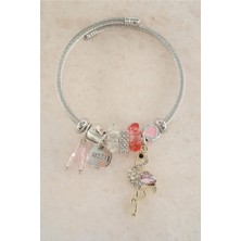 By Zeyna Aksesuar Kadın 316 L Çelik Karışık Figürlü Charm Bileklik   STP006