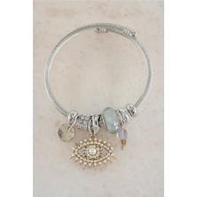 By Zeyna Aksesuar Kadın 316 L Çelik Karışık Figürlü Charm Bileklik   STP012