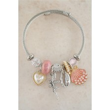 By Zeyna Aksesuar Kadın 316 L Çelik Karışık Figürlü Charm Bileklik   STP013