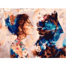 Womb Hobby Kadın ve Panter Sayılarla Boyama Seti 40X50 cm (Tuvale Gerili)