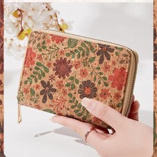 Deardan Çok Fonksiyonlu Fermuarlı Edebi Retro Ahşap Tahıl Kısa Cüzdan, Kadın Cüzdanı Için Taşınabilir Kart Çantası (Yurt Dışından)