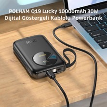 Polham Dahili Type-C ve Iphone Lightning Kablolu 22.5W 10000MAH Powerbank, Dijital Göstergeli Ultra Hızlı Powerbank