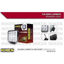 Nıken 9V-48V Çalışma Lambası Pro (16 x 3W Power Ledli) Kare (108*108*40)