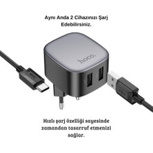 Coofbe Şarj Akım Korumalı Çift USB Type-C Kablolu Şarj Başlığı Samsung Huawei Xiaomi Lenovo Şarj Seti