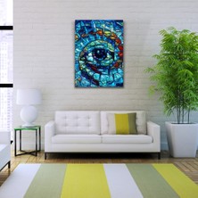 Soyut , Mavi Tonlarda Dekoratif Kanvas Tablo 50 x 70