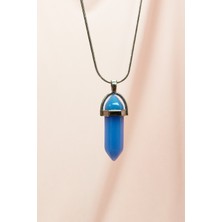 Royaleks Kyanit Doğal Taşı Zincirli El Yapımı Tasarımlı Kolye Uç: 3,5 cm Zincir: 20 cm Kutulu
