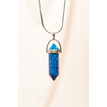 Royaleks Labradorit Doğal Taşı Zincirli El Yapımı Tasarımlı Kolye Uç: 3,5 cm Zincir: 20 cm Kutulu