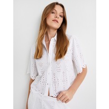 Koton Crop Fisto Gömlek Kısa Kollu Düğmeli Viskon Karışımlı