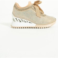 Seniorah Zenna Yüksek Taban Bej Süet Kadın Spor Ayakkabı