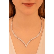 Osmanlı Gümüş Kadın Gümüş Kolye - Zirkon Taşlı Paris 925 Ayar Gümüş Kadın Kolye