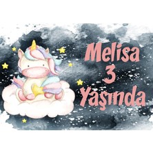 Reysa Tasarım Unicorn Temalı Doğum Günü Afişi-50 x 70 cm
