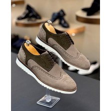 İtalyan stil iç dış naturel deri nubuk erkek ayakkabı kahverengi T12039