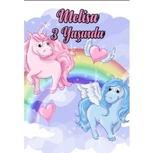 Reysa Tasarım Unicorn Temalı Doğum Günü Afişi-50 x 70 cm