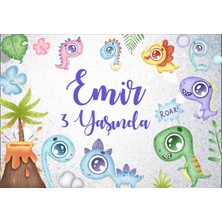 Reysa Tasarım Dinozorlar Temalı Doğum Günü Afişi-50 x 70 cm