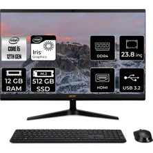 Acer Aspire C24-1700 Intel Core I5 1235U 12GB 512GB SSD 23.8" Fhd Fdos All In One Bilgisayar DQ.BJWEM.006 DQBJWEMP316