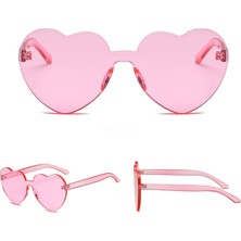 ZHKJ Shop Kadınlar Için Kalp Şekli Çerçevesiz UV400 Güneş Gözlüğü Pembe (Yurt Dışından)