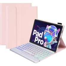 ZHKJ Shop Bluetooth Klavye Kılıfı AM18-BS Lenovo Xiaoxin Pad Pro 2022 11.2 Inç Pembe (Yurt Dışından)