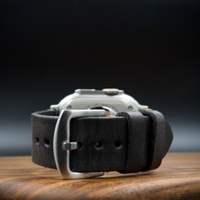 North's Nature Apple Watch Uyumlu Yandan Dikişli Deri Saat kordonu Siyah