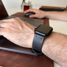 North's Nature Apple Watch Uyumlu Yandan Dikişli Deri Saat kordonu Siyah