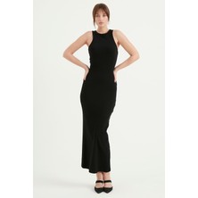 Yoncaekspres Halter Yaka Kaşkorse Uzun Elbise