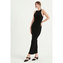 Yoncaekspres Halter Yaka Kaşkorse Uzun Elbise