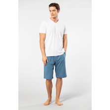 Cacharel Erkek 2193/BEYAZ Kısa Kollu Modal Bermuda Takım