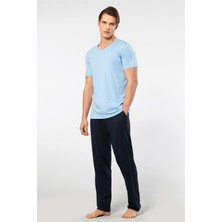 Cacharel 2192/AÇIK Mavi Erkek Kısa Kollu Modal Pijama Takımı